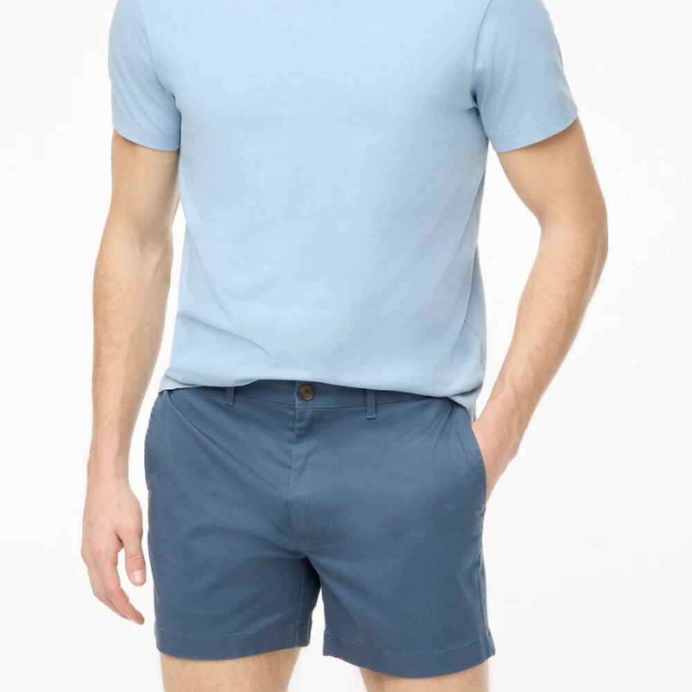 J Crew Mens 5" Preppy Cotton Blend Stretch Flat Front Chino Short Periwinkle NWT